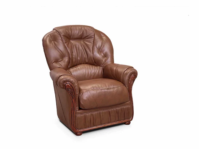 Fauteuil 100% bruin buffelleer - afbeelding 2 van  2