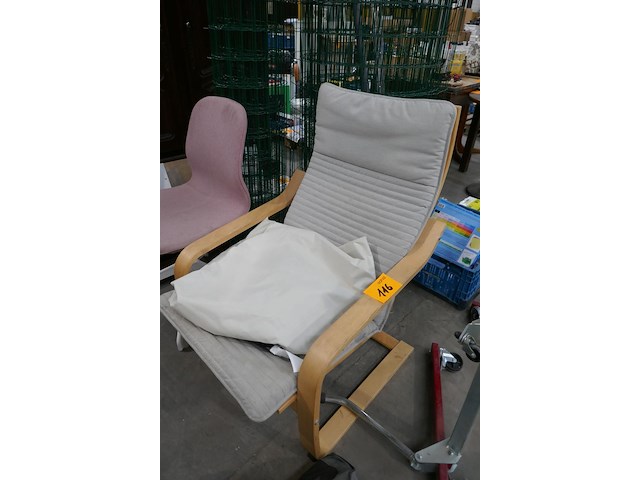 Fauteuil berkenfineer + eetkamerstoel - afbeelding 1 van  4