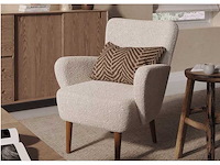 Fauteuil bouclé avec pieds en bois - afbeelding 1 van  5