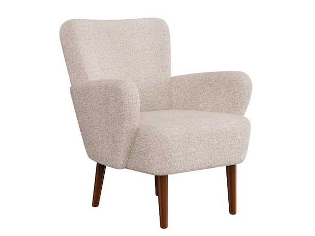 Fauteuil bouclé avec pieds en bois - afbeelding 2 van  5