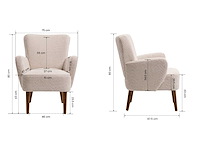 Fauteuil bouclé avec pieds en bois - afbeelding 4 van  5