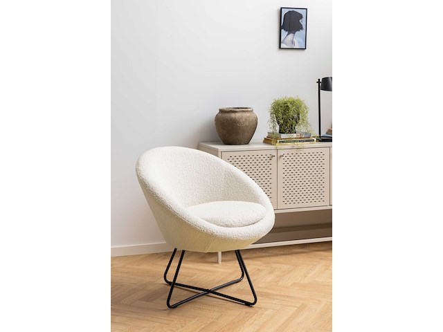 Fauteuil cezar teddystof - crème/zwart - afbeelding 1 van  7
