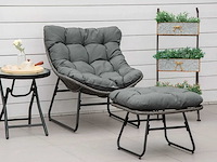 Fauteuil chaise de jardin avec repose-pieds en métal époxy - afbeelding 1 van  10