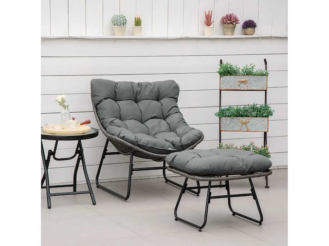 Fauteuil chaise de jardin avec repose-pieds en métal époxy - afbeelding 3 van  10