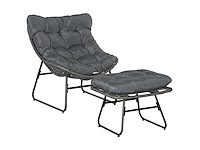 Fauteuil chaise de jardin avec repose-pieds en métal époxy - afbeelding 4 van  10