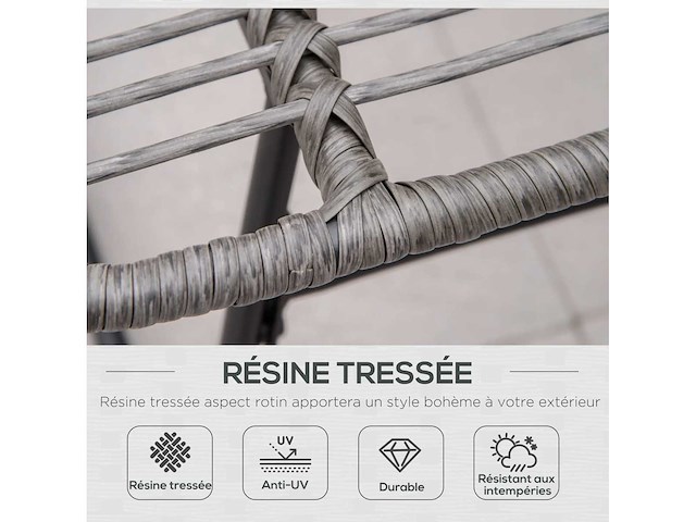 Fauteuil chaise de jardin avec repose-pieds en métal époxy - afbeelding 6 van  10