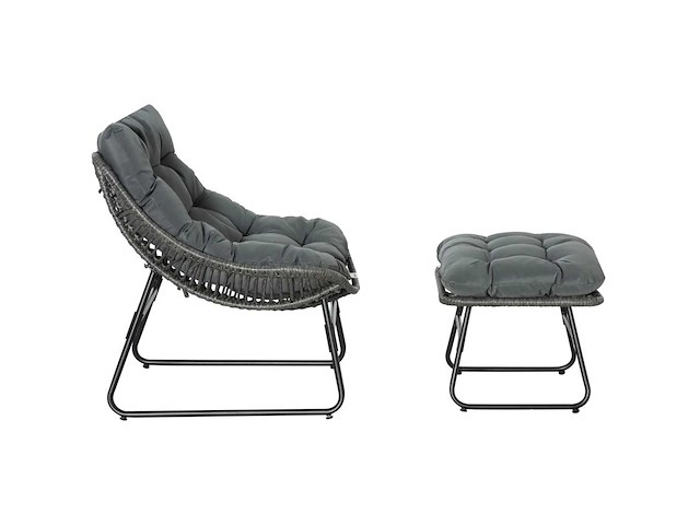 Fauteuil chaise de jardin avec repose-pieds en métal époxy - afbeelding 9 van  10