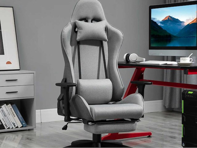 Fauteuil de bureau chaise de bureau manager grand confort repose-pied tétière + coussin lombaires - afbeelding 1 van  9