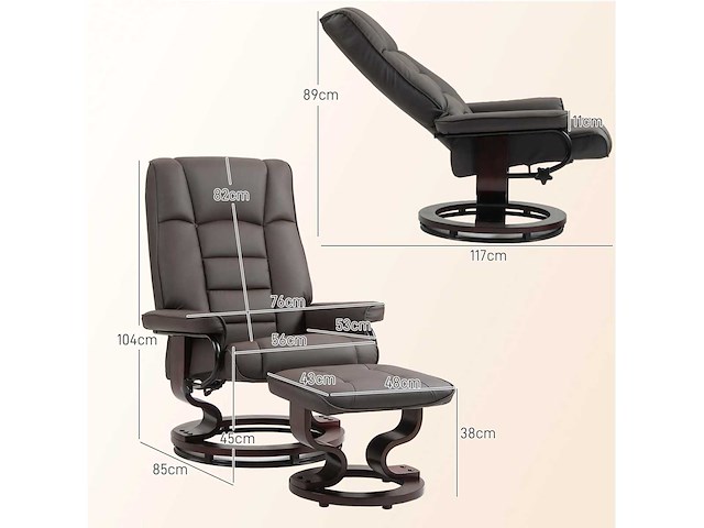 Fauteuil de relaxation inclinable avec repose-pied - afbeelding 4 van  8