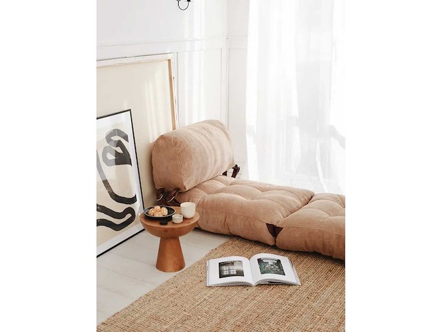 Fauteuil die kan worden omgebouwd tot bed met corduroy-bekleding en kameelafwerking - afbeelding 5 van  7