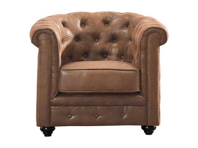 Fauteuil en microfibre aspect cuir vieilli - afbeelding 5 van  8