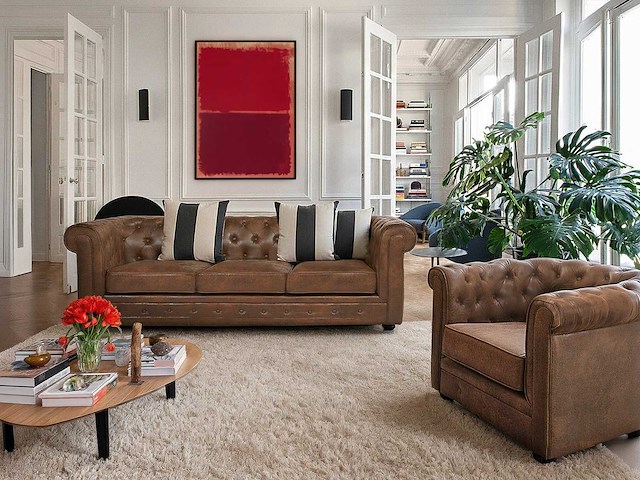 Fauteuil en microfibre aspect cuir vieilli - afbeelding 7 van  8