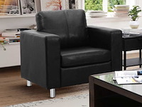 Fauteuil en simili - noir - afbeelding 1 van  6