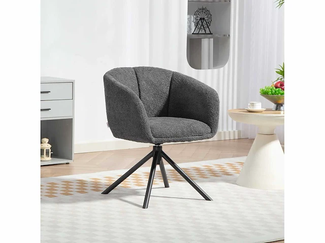 Fauteuil, gestoffeerde fauteuil met comfortabele zit, draaibaar, zachte bekleding, tot 120 kg, donkergrijs - afbeelding 1 van  5