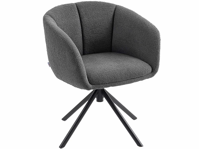 Fauteuil, gestoffeerde fauteuil met comfortabele zit, draaibaar, zachte bekleding, tot 120 kg, donkergrijs - afbeelding 2 van  5