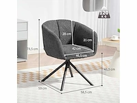 Fauteuil, gestoffeerde fauteuil met comfortabele zit, draaibaar, zachte bekleding, tot 120 kg, donkergrijs - afbeelding 3 van  5
