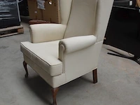 Fauteuil hoge rug beige stof (licht geschadigd) - afbeelding 2 van  5