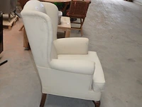 Fauteuil hoge rug beige stof (licht geschadigd) - afbeelding 4 van  5