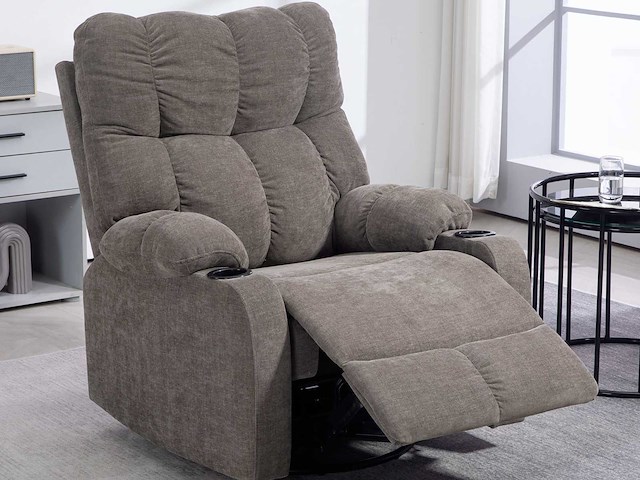 Fauteuil inclinable avec repose-pieds - tissu - afbeelding 1 van  9