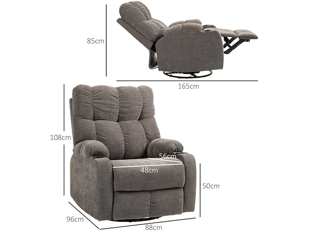 Fauteuil inclinable avec repose-pieds - tissu - afbeelding 4 van  9