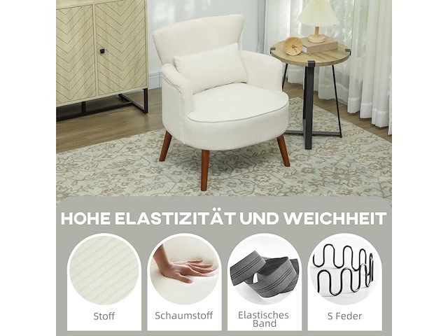 Fauteuil met rugleuning, afgeronde armleuningen, gestoffeerde lounge fauteuil - afbeelding 3 van  9