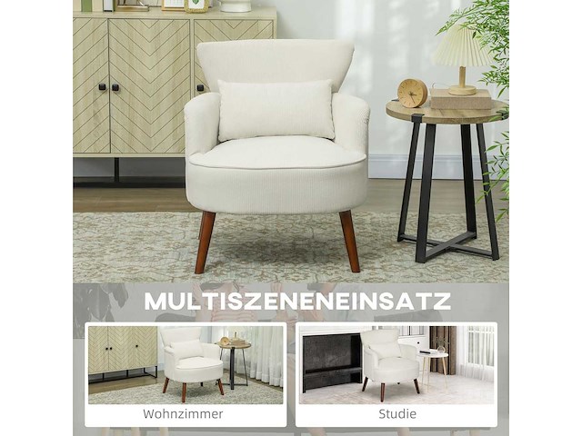 Fauteuil met rugleuning, afgeronde armleuningen, gestoffeerde lounge fauteuil - afbeelding 7 van  9