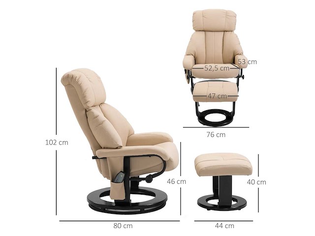 Fauteuil met voetsteun - massage met afstandsbediening - afbeelding 4 van  8