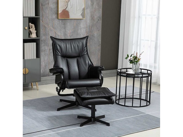 Fauteuil met voetsteun, draaibaar, leunbaar, stalen frame, zwart - afbeelding 1 van  5