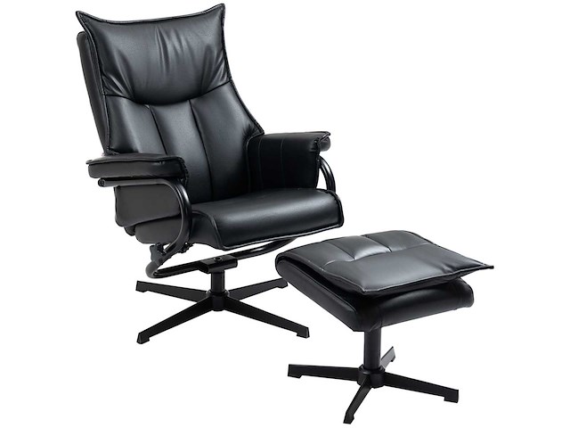 Fauteuil met voetsteun, draaibaar, leunbaar, stalen frame, zwart - afbeelding 2 van  5