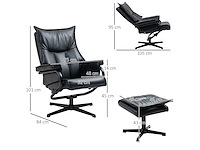 Fauteuil met voetsteun, draaibaar, leunbaar, stalen frame, zwart - afbeelding 3 van  5