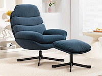 Fauteuil met voetsteun, loungestoel van chenille-stof