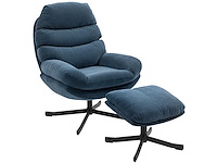 Fauteuil met voetsteun, loungestoel van chenille-stof - afbeelding 3 van  9