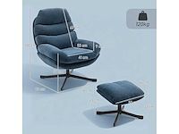 Fauteuil met voetsteun, loungestoel van chenille-stof - afbeelding 4 van  9