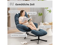 Fauteuil met voetsteun, loungestoel van chenille-stof - afbeelding 5 van  9