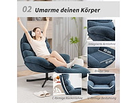 Fauteuil met voetsteun, loungestoel van chenille-stof - afbeelding 6 van  9