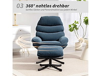 Fauteuil met voetsteun, loungestoel van chenille-stof - afbeelding 7 van  9