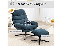 Fauteuil met voetsteun, loungestoel van chenille-stof - afbeelding 8 van  9