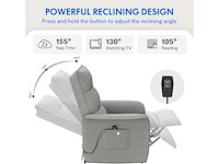 Fauteuil relax électrique, fauteuil inclinable avec dossier réglable 105°-155° - afbeelding 5 van  8