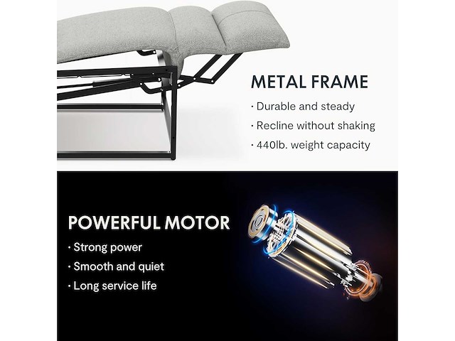 Fauteuil relax électrique, fauteuil inclinable avec dossier réglable 105°-155° - afbeelding 7 van  8