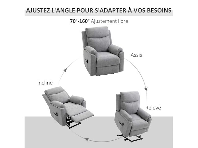 Fauteuil releveur électrique, fauteuil relax électrique avec repose-pied - afbeelding 6 van  10