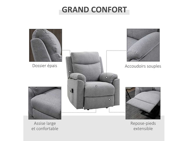 Fauteuil releveur électrique, fauteuil relax électrique avec repose-pied - afbeelding 8 van  10