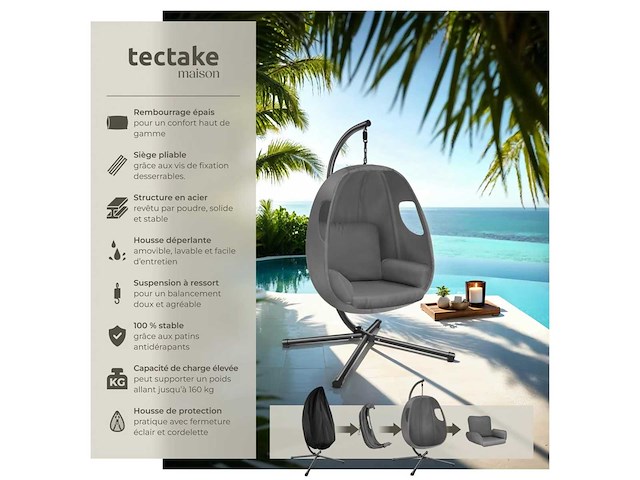 Fauteuil suspendu - gris anthracite - afbeelding 3 van  7