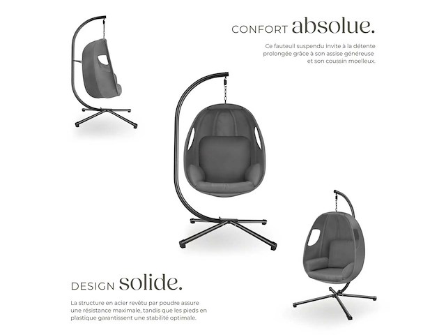 Fauteuil suspendu - gris anthracite - afbeelding 4 van  7