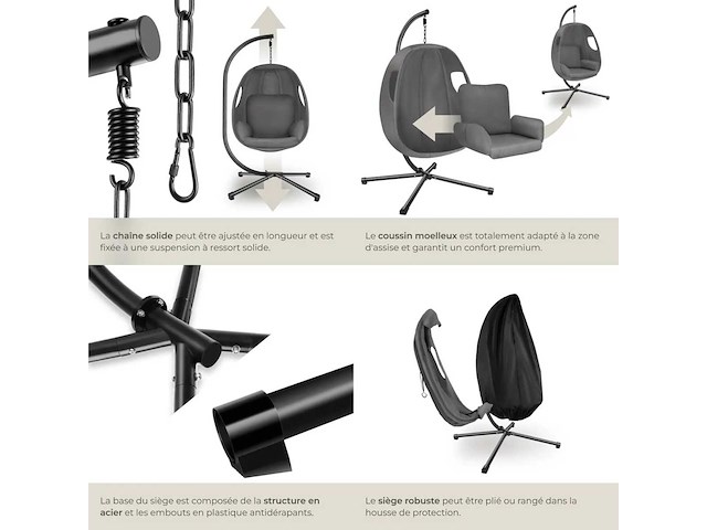 Fauteuil suspendu - gris anthracite - afbeelding 5 van  7