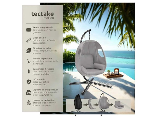 Fauteuil suspendu - gris clair - afbeelding 3 van  8