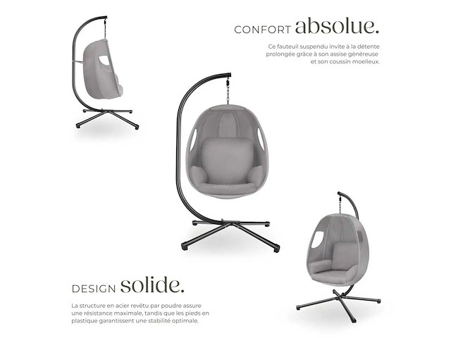 Fauteuil suspendu - gris clair - afbeelding 4 van  8