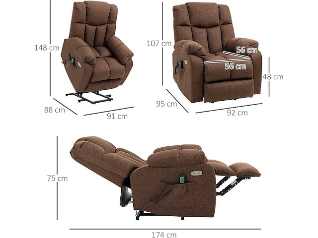 Fauteuil tv avec fonction releveur fauteuil relax électrique avec fonction chaise longue - afbeelding 6 van  11