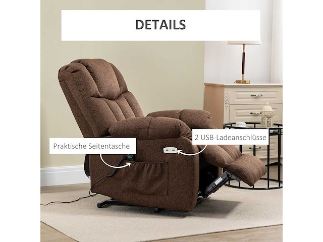 Fauteuil tv avec fonction releveur fauteuil relax électrique avec fonction chaise longue - afbeelding 10 van  11
