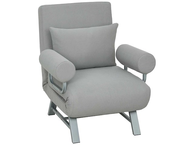 Fauteuilsbed, gestoffeerde fauteuil, ombouwbaar naar extra bed, ergonomisch, lichtgrijs - afbeelding 3 van  9