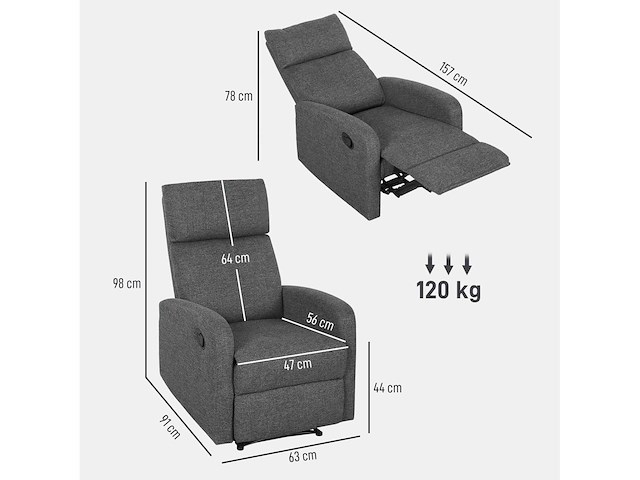 Fauteuilstoel, relaxstoel met verstelbare beensteun - afbeelding 4 van  8